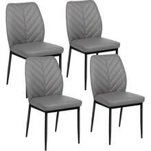 Extendable Dining Table And Chairs Set Of 4, 120cm White Marble Effect Table With 4 Black High Back PU Dining Chairs, Modern Dining Table Set For Home/Kitchen - Marble Effect Table+4 Gray Chairs - View 12
