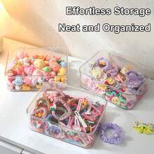 1pc Transparent Dust-Proof Flip-Top Storage Box, Suitable For Hair Clips, Headbands, Hair Ties, Desktop Organization, Stackable Drawers, Vanity, Bathroom, Gift For Girlfriend, Room Decor - B - View 6
