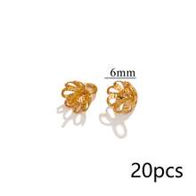 20 chiếc nắp chụp hạt bằng thép không gỉ 304, mạ vàng, kiểu dáng hỗn hợp hoa/lá/tròn, phụ kiện làm trang sức DIY cho việc gắn ngọc trai và hạt. - mũ hạt - Xem 9