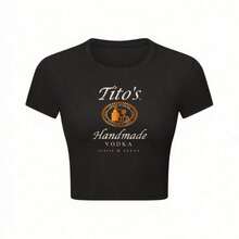 Tito's Handmade Vodka Women's Black Crop Top T-Shirt - Official Merchandise - 黑色 - 查看 1