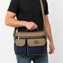 Large, Durable Men's Executive Shoulder Bag For Work. - Black and White - View 7