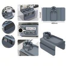 New - 48x29cm Sofa Storage Tray With Cup, Cell Phone, Glasses And Remote Control Holder. QIU PRESENTS - Gris - Ver 4