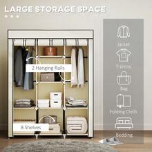 Fabric Wardrobe, With Rails And Shelves - Cream White - T0001-01-3166 - View 9