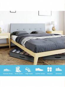 2 Pack Sturdy Under Bed Shoe Storage Organizers, Fit Total 24 Pairs, Large Underbed Closet Shoes Box Container Bag With Clear Cover, Breathable, 29.3x23.6x5.9 Inches(Except For Men's Sports Shoes) - View 3