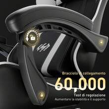 HLONONE Gaming Chair, Ergonomic Gamer Chair With Headrest And Lumbar Cushion, Office Chair Height Adjustable, 90-135° Adjustable Tilt Angle Gaming Chair, 150 Kg Load Capacity - Đen và trắng - Xem 3