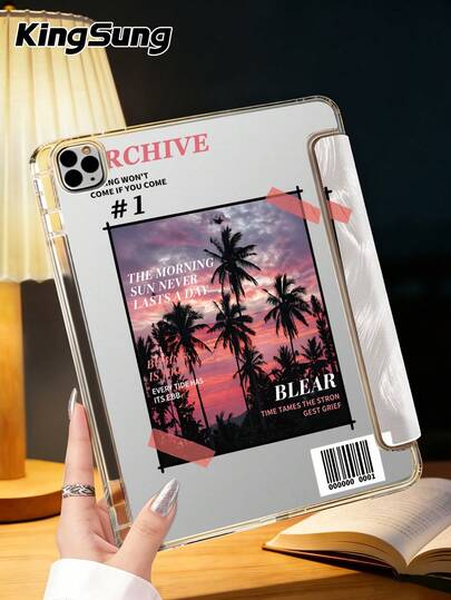 Kingsung Ốp bảo vệ hình cây cọ hoàng hôn cho MacBook Air 8 (M4) 11 inch 2026, MacBook thế hệ thứ 11 (A16) 11 inch 2025, máy tính bảng thế hệ thứ 7/8/9, có thể điều chỉnh nhiều góc độ, hỗ trợ 6 chế độ, khe cắm bút tích hợp, mặt lưng trong suốt, chống rơi vỡ, tự động bật/tắt màn hình. Tương thích với Galaxy Tab S9 FE 10.9 inch 2023 và Kindle thế hệ thứ 11 2024/2022.