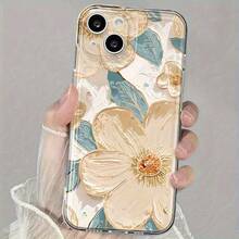 1pc Classic Retro Floral Painting Transparent Soft Phone Case, Compatible With Samsung Galaxy A04e/12/A13/A14/A34/A50/A52/A53/A54/S21/S22/S23/S24/S25/S25Ultra - Multicolor - View 1