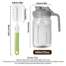 Carafă de apă din sticlă Mason de 32 oz cu perie de curățare, carafă de apă din sticlă sigilată etanșă cu capac, ideală pentru ceai cu gheață, ceai solar, cafea rece, ulcior cu gură largă ușor de curățat, potrivită pentru suc, ceai, cafea cu gheață, băuturi - Multicolor - Vizualizare 3
