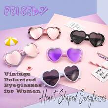 Gafas de sol polarizadas en forma de corazón de gran tamaño de moda vintage amor gafas para mujeres UV400 B2337 - Montura Floral y Lente Rosa Espejo - Ver 9