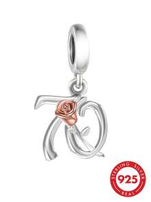 1pc Elegant 925 Sterling Silver Number 70 Pendant, Suitable As Birthday Gift For Men And Women - Silver - View 1