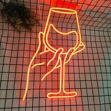 1 pieza Luz de neón LED "Cheers", lámpara decorativa para fiestas, luz de neón portátil para decoración de pared adecuada para el hogar, bar y dormitorio - Rojo - Ver 4