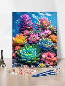 24-Color Adult DIY Digital Oil Painting Kit, 40*50cm/16*20inch, Includes 1pcs Canvas, 3pcs Different Paint Brushes & 1pcs Color Chart, Ideal For Living Room, Bedroom, Office & Home Wall Decoration, Perfect Gift For Valentine's Day, Birthday, Mother's Day, Christmas & All Holidays, Professional Adult Art Usage (Unframed) - Multicolor - View 2