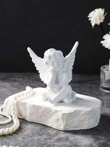 1/2pcs European Style White Angel Doll Desktop Decor, Hand-Painted ABS Resin Crafts, Home, Shop, Restaurant Decoration And Photography Props, Room Decor, Furniture Decoration - New Model - View 13