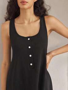 Ocili Camisón 100% algodón cómodo para mujer, vestido de dormir - Negro - Ver 7