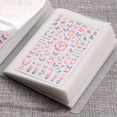1 Large-Capacity Nail Sticker Storage Book: Blank Album For Collecting Stickers, Organizing And Displaying Nail Tools, Suitable For Vacation Beaches, Bathrooms, Bedrooms, And Other Places, Large Capacity