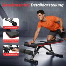 MERACH Folding Weight Bench, 450 Kg Load Capacity, Multifunctional Training Bench With 72 Adjustment Positions, Adjustable Incline Bench For Full Body Workout, Fitness Bench For Home - Đen và đỏ - Xem 5