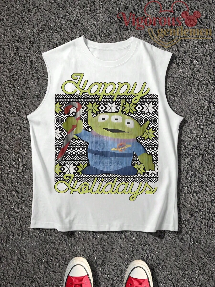 Disney Toy Story Alien Happy Holidays Summer Vacation Tank Top - White - View 1