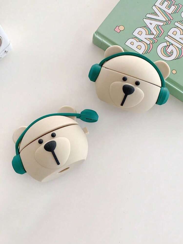 Ốp bảo vệ tai nghe hình gấu dễ thương, tương thích với Apple 1/2, vỏ mềm. - Nhiều màu - Xem 3