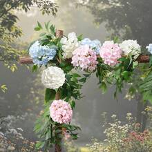 Spring/Summer Style Faux Hydrangea Wreath, Decorated With Vibrant Green Plants, Exquisite Artificial Floral Decor, Suitable For Home Wall, Wedding Venue And Rustic Style Space Arrangement - Multicolor - View 3