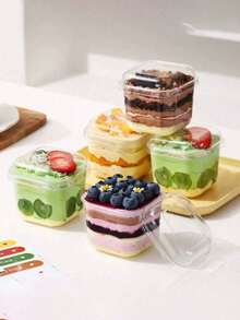 10/20pcs Reusable Tiramisu Mousse Cake Boxes, PP Plastic Dessert Packaging Containers, Reusable Party Boxes, Suitable For Baking School Supplies, Food Bags, Food Boxes, Applicable For Candy, Chocolate, Cookies Etc. - White - View 8