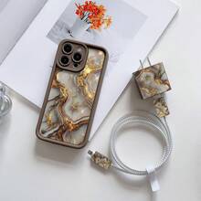 Bộ ốp điện thoại 6 trong 1 họa tiết vân đá cẩm thạch trắng - Bao gồm ốp điện thoại, nắp bảo vệ đầu sạc, bảo vệ cáp, dây đeo, dây quấn cáp dữ liệu, ốp bảo vệ chống sốc TPU, tương thích với iPhone 6/7/8/X/Xs/XR/XS Max/11/12/13/14/15/16 Pro Max, thích hợp làm quà tặng sinh nhật, Giáng sinh, ngày lễ cho các cặp đôi, bạn gái, con gái, thanh thiếu niên. - Nhiều màu - Xem 2
