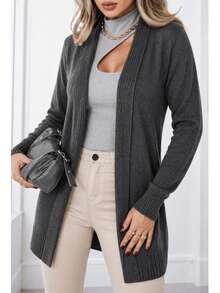 Cardigan Basic Coat Knitwear Women's Fashion Cardigan Kimono Long Sleeve Winter - 灰色 - 查看 4