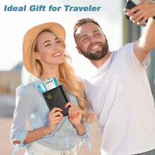 DMluna Fundas de pasaporte, billeteras de pasaporte de viaje de cuero Pu de alta gama, fundas de pasaporte cerradas rfid, clasificadores de documentos de viaje con portaplumas, para mujeres y hombres, - B - Oro rosa R64 - MX - Ver 10