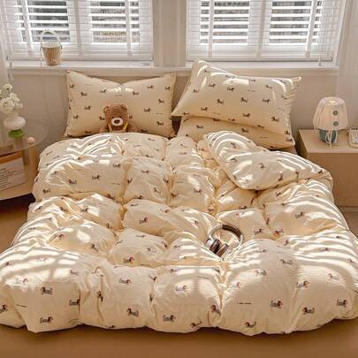 Bộ 3 món ga trải giường bằng polyester in họa tiết hoa cổ điển, phù hợp cho phòng ngủ tập thể nam/nữ, có khóa kéo, dùng được cả bốn mùa, mềm mại và thoáng khí, phù hợp với giường ký túc xá, giường đơn, giường đôi, giường cỡ lớn, có thể giặt máy (1 vỏ chăn, 2 vỏ gối, không kèm ruột chăn)