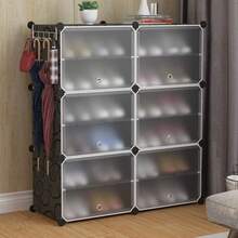 Estantería para zapatos de varios niveles resistente - 1/6/8 niveles, gabinete de almacenamiento montado en la pared, estructura de resina duradera, estantería para zapatos, organizador de armario - Multicolor - Ver 1