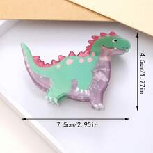 1/6 piezas Pinzas de pelo de acetato elegantes y lujosas con diseño de dinosaurio animal Tiranosaurio Rex, adecuadas para uso diario, viajes, cumpleaños - Multicolor - Ver 12