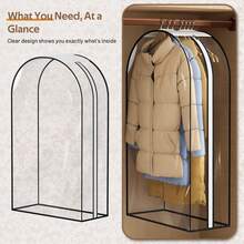 10" Gusseted All Clear Garment Bags For Hanging Clothes 3 Packs 40" Suit Bags For Closet Storage Hanging Clothes Storage Suit Cover For Shirts, Coats, Dresses - 查看 5