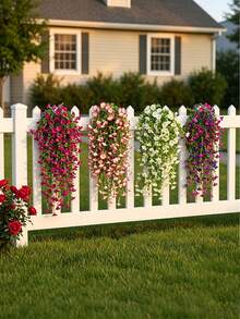 4pcs/1pc Artificial Hanging Flower Vines, UV-Resistant Purple Hanging Artificial Morning Glory Flower Bouquets,Artificial Hanging Flowers, Artificial Flowers, Artificial Plants, Mixed Color Vines And Eucalyptus Leaves, Lifelike, No Container Needed, 31 Inch Hanging Artificial Greenery. Can Be Used As Wall Hanging Plants - Multicolor - View 2