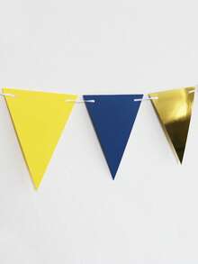 9.84ft/3 Meters Mediterranean Lemon Flag, Blue & Yellow Amalfi Coast Triangle Bunting Flags, Summer Beach Party Decor For Birthday, Baby Shower, Bridal Shower - Blue and Yellow - View 4