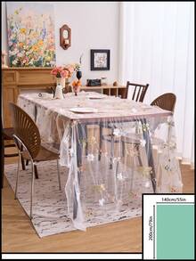 1/2 chiếc khăn trải bàn ren jacquard thêu hoa màu trắng, chất liệu hơi trong suốt, phong cách trang trại cổ điển, thích hợp cho gia đình, nhà bếp, các buổi họp mặt ngày lễ, đám cưới, sinh nhật, tiệc tùng, mọi mùa. - trắng - Xem 14