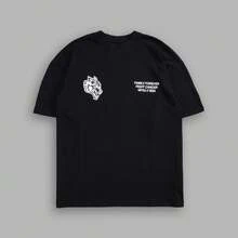 DARCSPORT American-Style  Retro T-Shirt For Couples, Men's Top, Pure Cotton Loose-Fit Round-Neck T-Shirt - T251026黑 - 查看 4