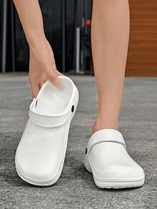Plus Size (39-48) Men's Summer Outdoor Sports & Casual Sandals, White Solid Color, Breathable Soft Comfortable, Anti-Slip Durable Thick Sole Beach Slippers - White - View 3