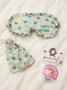 Takeoak 3pcs Personalized Floral Ruffle Eye Mask Set With Storage Bag And Stickers | Customized Single Letter Sleep Mask | Cute Travel Accessory, Pajama Party Gift, Bridal Shower Party Gift - Multicolor - View 11