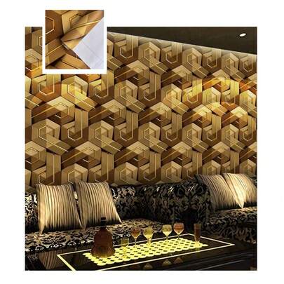 PVC 3D Wallpaper, Geometric Texture, Moisture-Proof, Easy Installation, Removable Wall Sticker, Suitable For Living Room, Bedroom, TV Background, 45cm*100/300/500cm