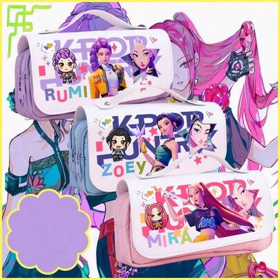 Hộp đựng bút cỡ lớn có khóa kéo, hình nhóm nhạc nữ K-POP Wizard Hunting Series, túi đựng văn phòng phẩm, đồ dùng học tập, túi đựng đồ dung tích lớn, túi đựng đồ súc miệng, túi đựng mỹ phẩm, quà tặng học sinh, đồ dùng học tập và văn phòng phẩm cho năm học mới.