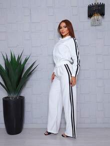 Women's Set With Side Stripe, Long Sleeves - Blanco - Ver 5