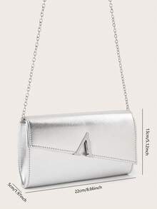 Charming, Elegant, Understated Luxury, Fashionable Large Capacity Solid Color Lacquer Leather Clutch Bag, Convenient To Carry, Stylish PU Material, Suitable For Women, Applicable For Wedding, Party, Prom, Banquet And Other Occasions - Silver - View 8