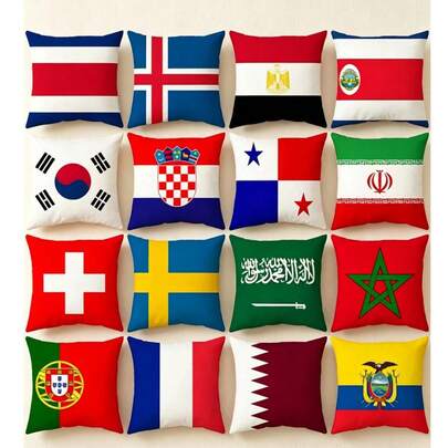 Juego de almohadas para la Copa Mundial 2026 - Fundas de cojín y fundas de almohada con estampado de banderas nacionales para regalos festivos