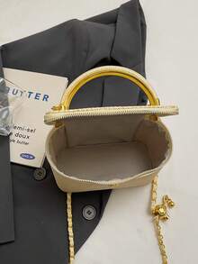New Minimalist Hand-Held Box Bag, Shoulder & Crossbody Bag - Beige - View 5