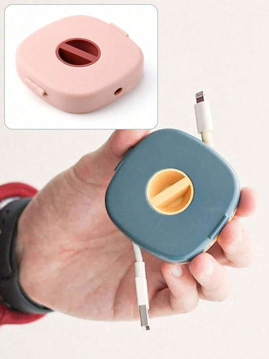 1Pc Portable Rotating Cable Organizer Box, Tangle-Free Wire Winder For Earphone, Phone And Mouse, Desktop Cord Storage Organizer For Home Office - Multicolor - View 1