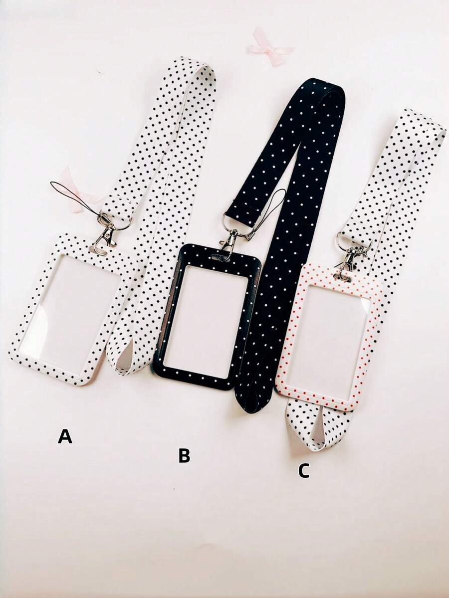 1pc Polka Dot Pattern Fashionable Personalized Retractable Card Holder, Whale Shark Print Keychain Pendant Bag Charm, Student ID Bus Card Protective Sleeve, Suitable For Office Workers And Students Daily Use - Rectangle - View 1