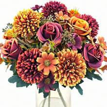 1束人造牡丹花，仿真牡丹花束，适合农舍风格家居、波西米亚风婚礼餐桌装饰、散装仿真塑料花，可用于花瓶装饰、生日礼物、毕业典礼等。 - 咖啡色 - 查看 6