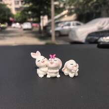 1/2/3/6pcs Cute Rabbit Car Decor, Dashboard Ornament, Interior Accessories, Adorable Animal Figurine, Soothing Decor, Gift For Friends & Family, Lovely Present - Little Rabbit - View 2
