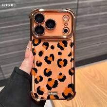 Estampado de leopardo naranja y negro sobre blanco.Compatible con iPhone 17/Air/16/15/14/13/12 Pro/12/11 Plus Max.Esta elegante funda para teléfono con esquinas reforzadas y electrochapadas presenta un diseño moderno.Disponible en una variedad de colores, esta funda híbrida clásica y a prueba de golpes es un regalo perfecto para amigos y familiares en Halloween, Navidad y Día de Acción de Gracias. - Rosa - Ver 5