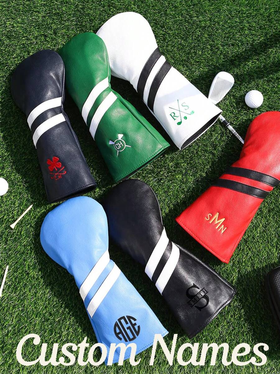 Personalized Golf Club Headcover, Custom Leather Golf Club Cover, Monogram Embroidered Golf Gift For Men, Gift For Golfer, Dad, Golf Headcover - Multicolor - View 1