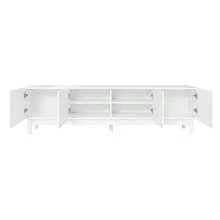 Low TV Cabinet With Curved Wave-Shaped Doors, Shelves And TV Stand With Stabilizing Legs. - White - View 9